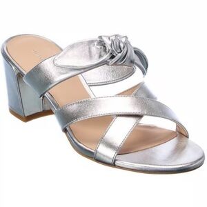 NWOT Stuart Weitzman Bandeau Block Silver
Leather Slide Sandal Size 8.5